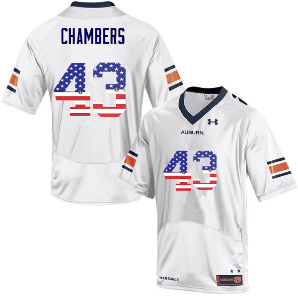 Men's Auburn Tigers #43 Cedric Chambers USA Flag Fashion White College Stitched Football Jersey